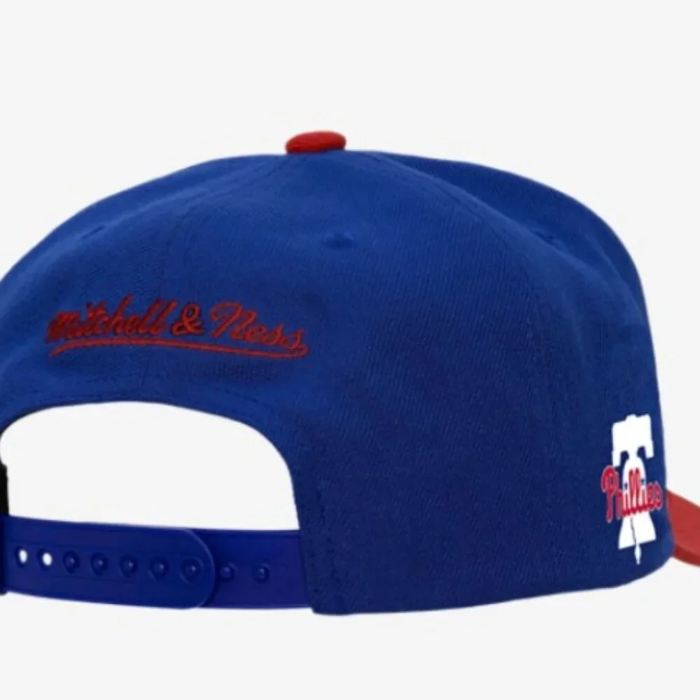 Mitchell & Ness Philadelphia Phillies Phillies Oversweep Cap  Adult Blue Red NEW